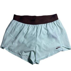 Brooks Woman Size Medium Chaser 3" Shorts Ice Blue Run Raisin Recycled Fabric